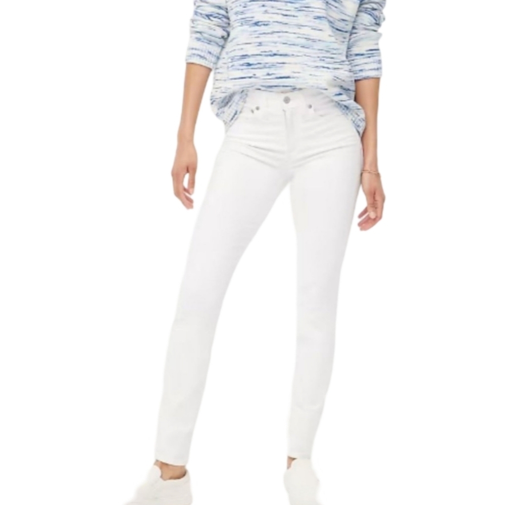 J Crew 9" Mid-Rise Skinny White Jeans Signature Stretch Size 28 NWT